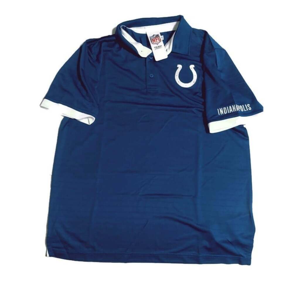 Indianapolis Colts Mens Size L Short Sleeve Golf Polo Shirt Blue Team Apparel
